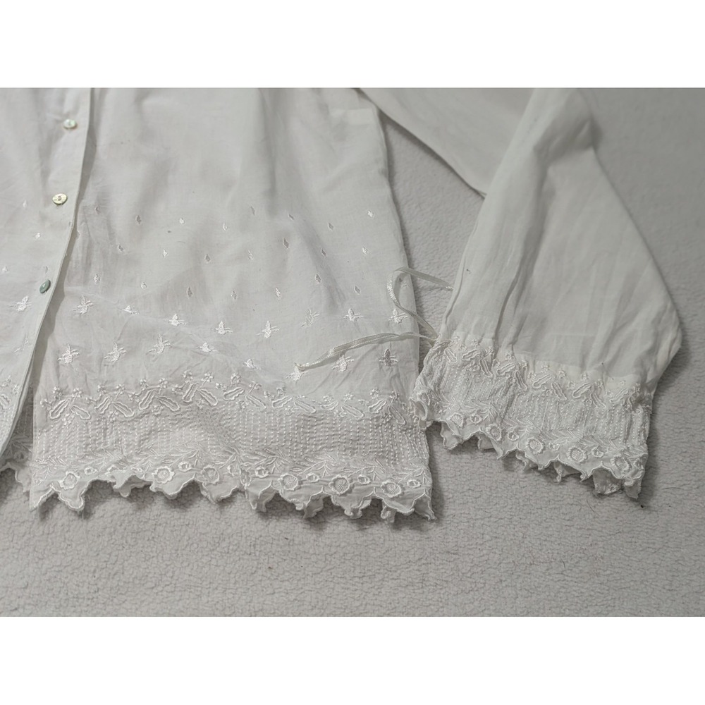 Sundance White Lace Button Up Blouse Top Lace Grandma Core Whimsy Dainty Collar - Picture 4 of 7